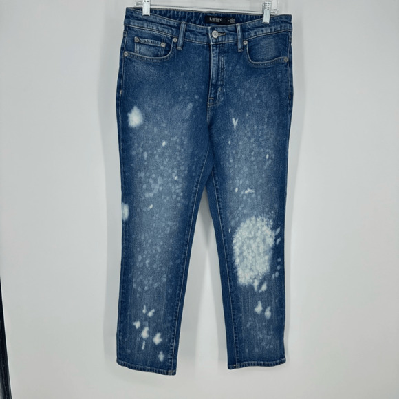 Ralph Lauren Women's 8 Bleach Splattered Ankle Straight  Jeans Blue Preppy Artsy - Picture 13 of 13